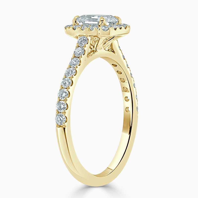 18ct Yellow Gold Asscher Cut Classic Wedfit Halo Engagement Ring