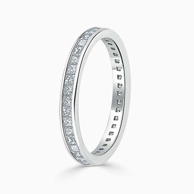 18ct White Gold 2.50mm Princess Cut Channel Set Full Eternity Ring