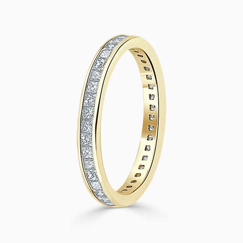 18ct Yellow Gold 2.50mm Princess Cut Channel Set Full Eternity Ring