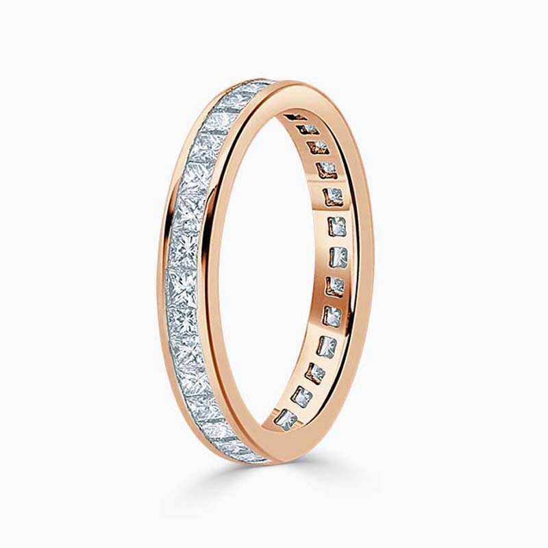18ct Rose Gold 3.00mm Princess Cut Channel Set Full Eternity Ring