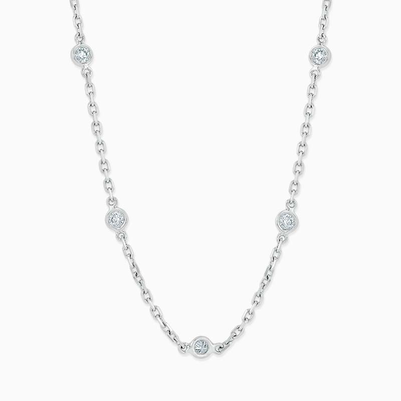 18ct White Gold Spectacle Set Diamond Necklace - 5 Stone