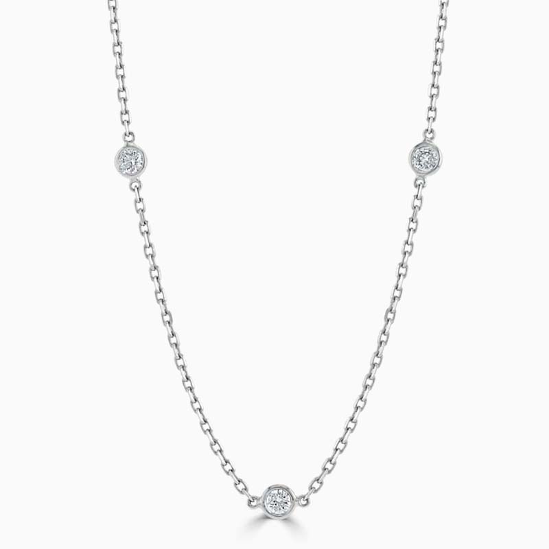 18ct White Gold Spectacle Set Diamond Necklace - 3 Stone