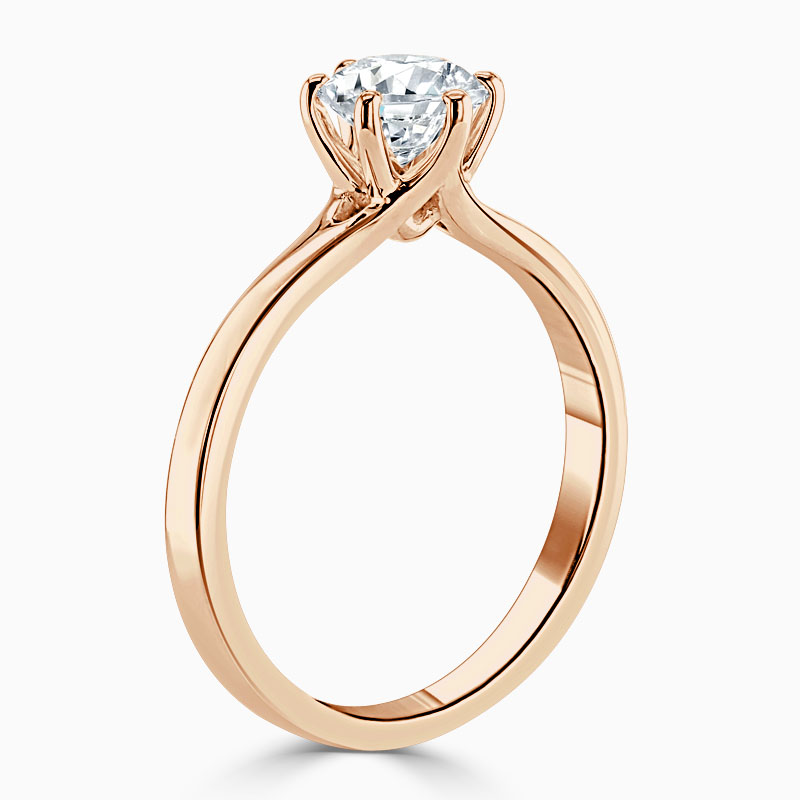 18ct Rose Gold Round Brilliant Brilliant 6 Claw Engagement Ring