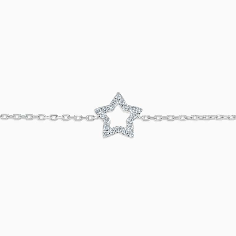 18ct White Gold Cutdown Star Diamond Charm Bracelet
