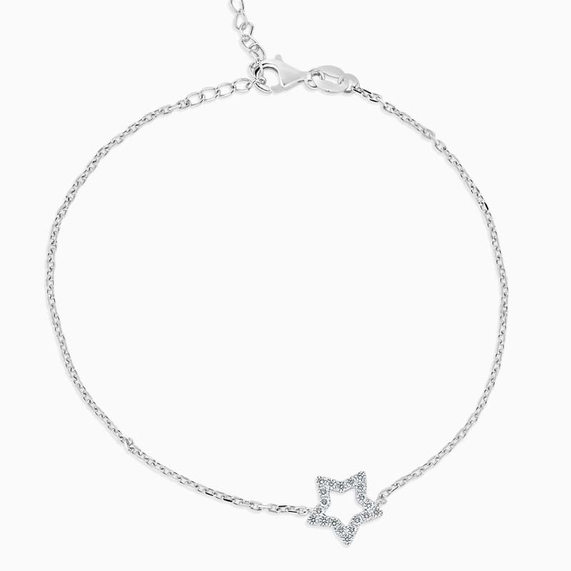 18ct White Gold Cutdown Star Diamond Charm Bracelet