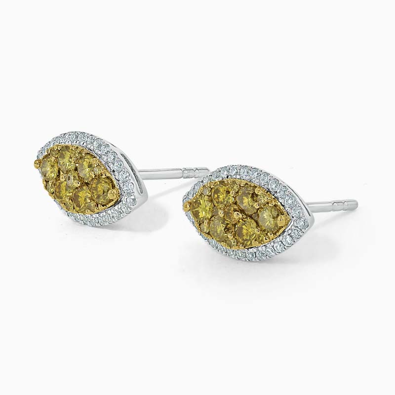 18ct White Gold Yellow Diamond Marquise Shape Clusters