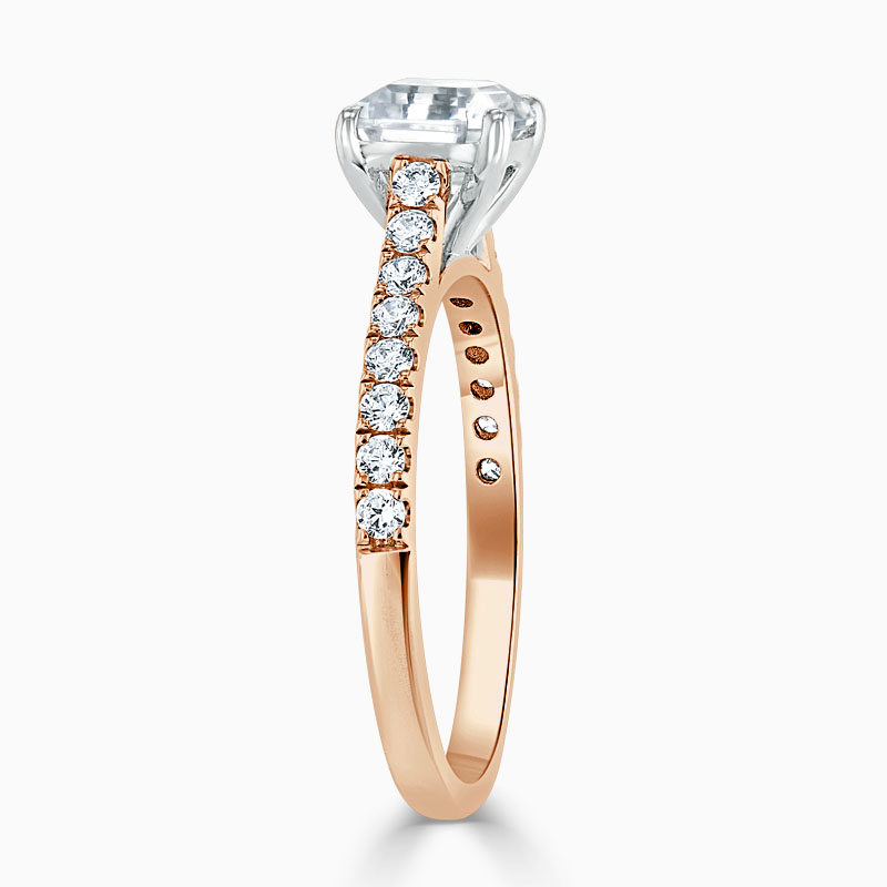 18ct Rose Gold Asscher Cut Classic Wedfit Cutdown Engagement Ring