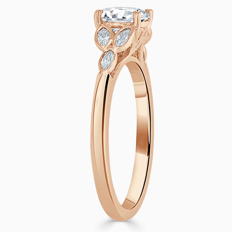 18ct Rose Gold Asscher Cut Leaf Engagement Ring