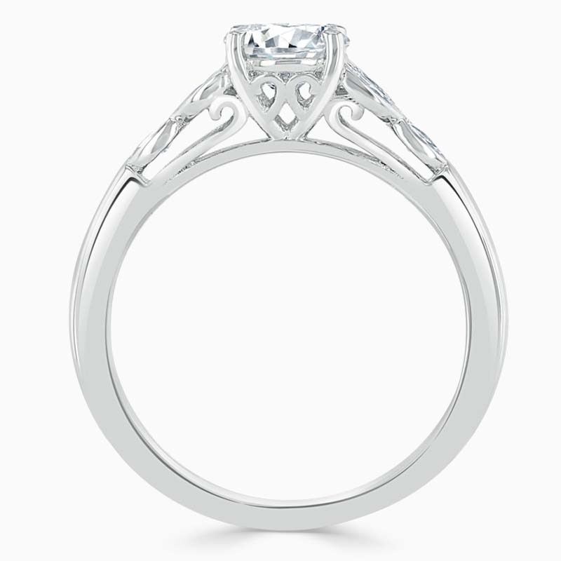 Platinum Asscher Cut Leaf Engagement Ring