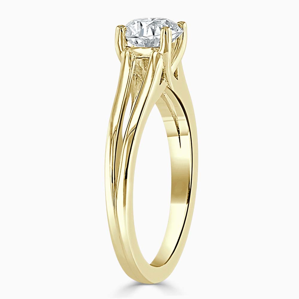 18ct Yellow Gold Asscher Cut Split Shoulder Engagement Ring