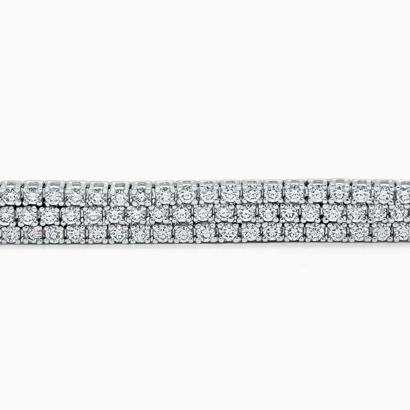 18ct White Gold Triple Row Diamond Line Bracelet