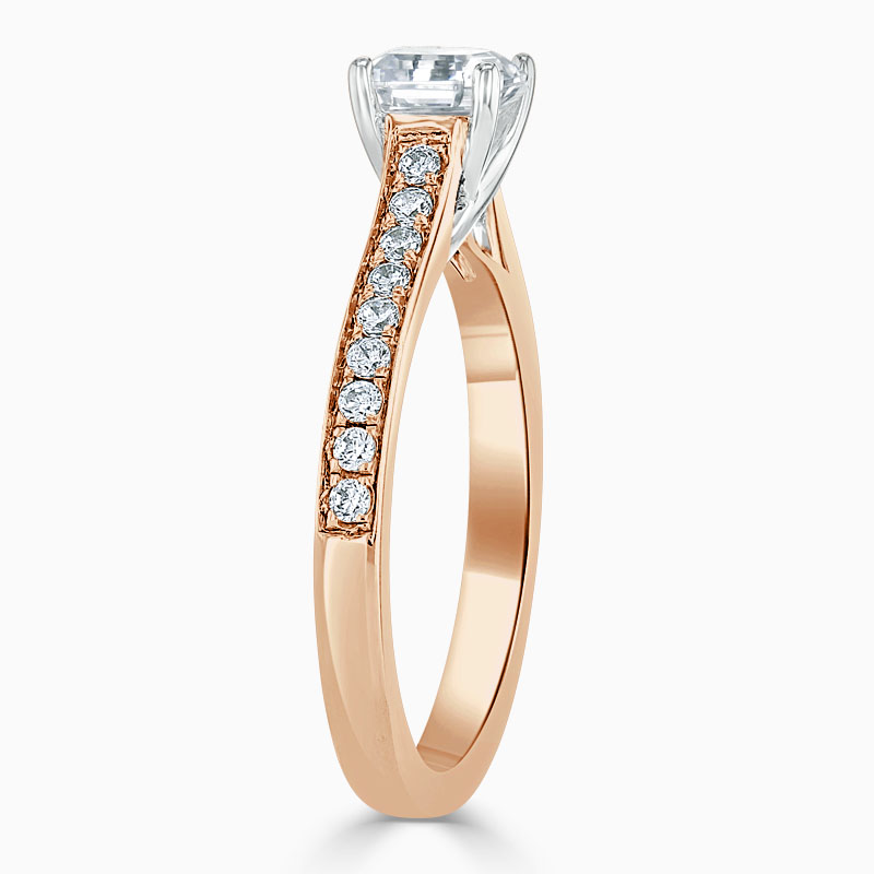 18ct Rose Gold Asscher Cut Openset Pavé Engagement Ring