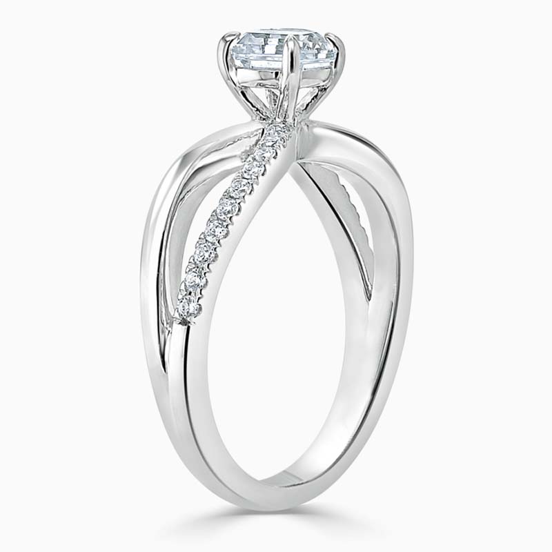 18ct White Gold Asscher Cut Woven Set Engagement Ring