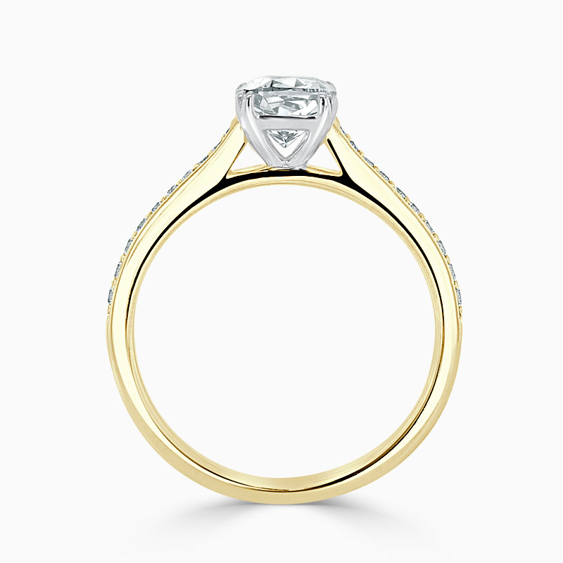 18ct Yellow Gold Cushion Cut Tapered Pavé Engagement Ring