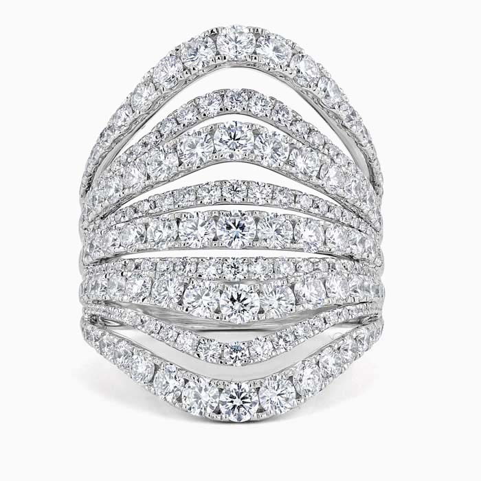 18ct White Gold Multi Strand Diamond Set Wide Dress Ring - PDR1937 ...