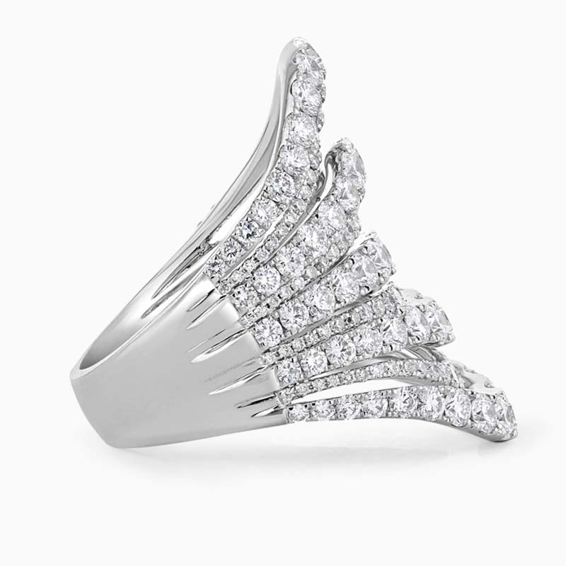 18ct White Gold Multi Strand Diamond Set Wide Dress Ring