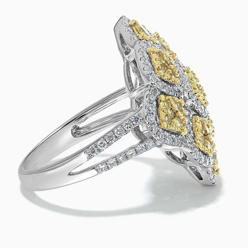 18ct White Gold Yellow Diamond Cluster Ring