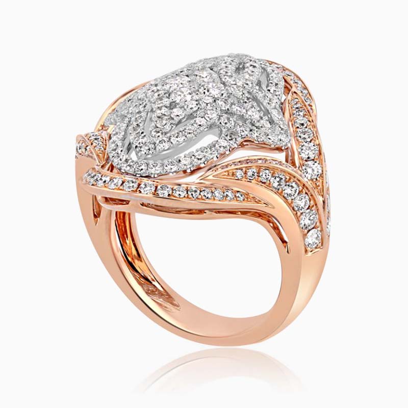 18ct Rose Gold Multi-Colour Geometric Diamond Ring