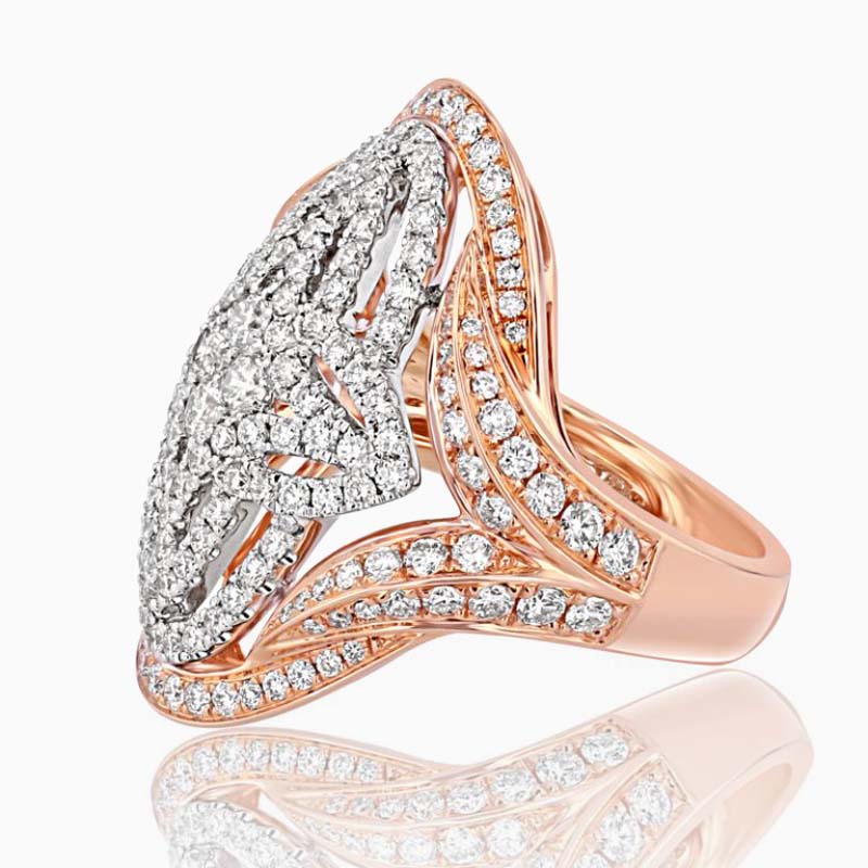 18ct Rose Gold Multi-Colour Geometric Diamond Ring