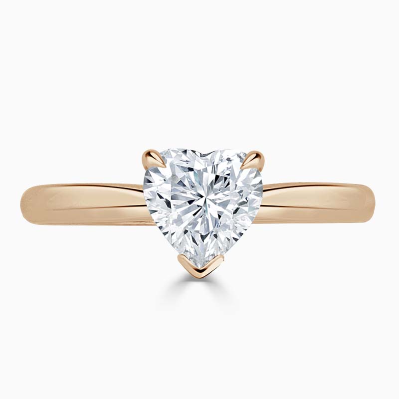 18ct Rose Gold Heart Shape Diamond Set Lotus Engagement Ring