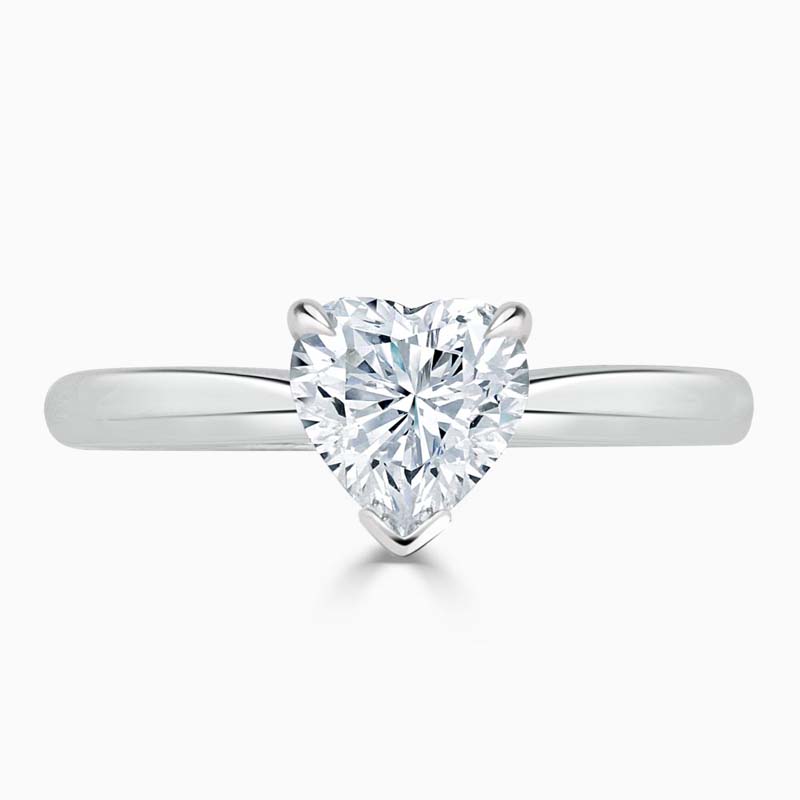 18ct White Gold Heart Shape Diamond Set Lotus Engagement Ring