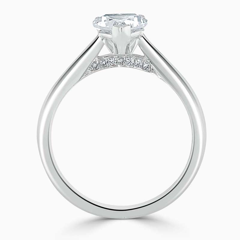 18ct White Gold Heart Shape Diamond Set Lotus Engagement Ring