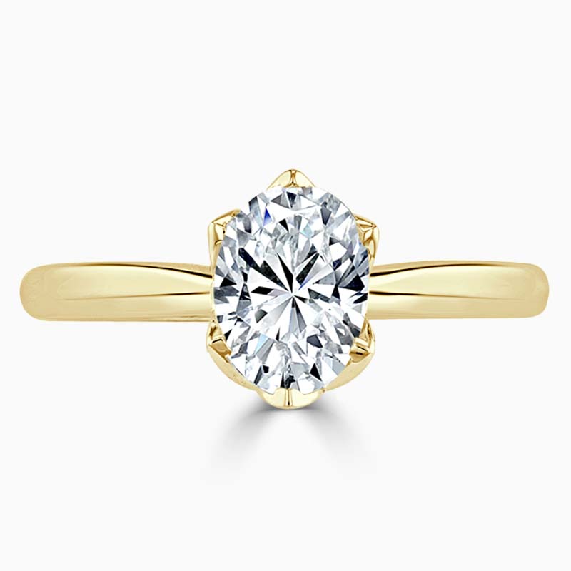 18ct Yellow Gold Oval Shape Lotus Engagement Ring