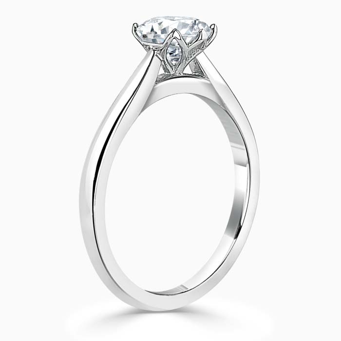 Platinum Oval Shape Lotus Engagement Ring