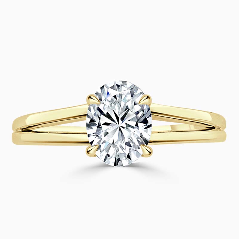 18ct Yellow Gold Oval Shape Split Shoulder Engagement Ring
