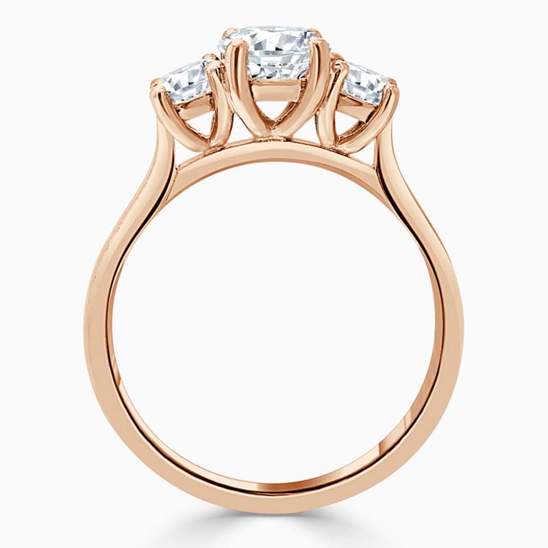 18ct Rose Gold Princess Cut 3 Stone with Rounds Engagement Ring