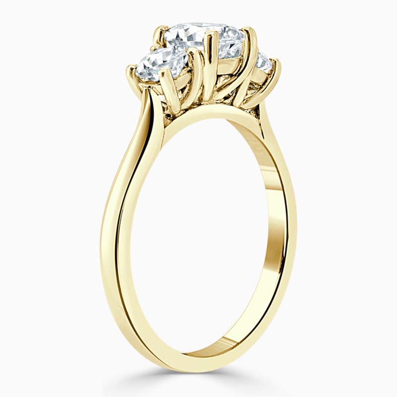 18ct Yellow Gold Princess Cut 3 Stone with Rounds Engagement Ring