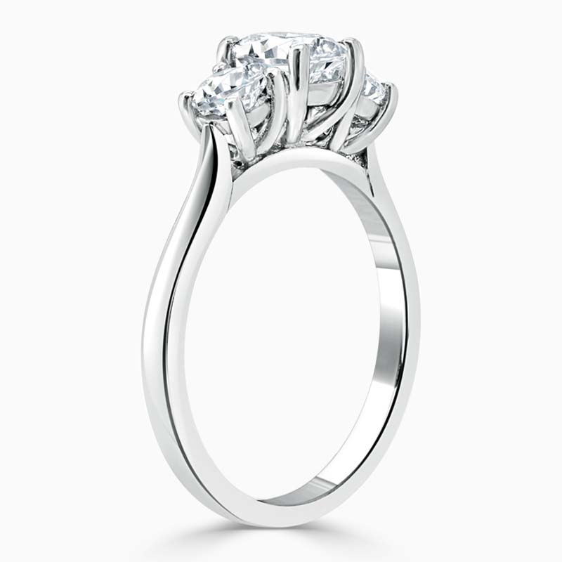 Platinum Princess Cut 3 Stone with Rounds Engagement Ring