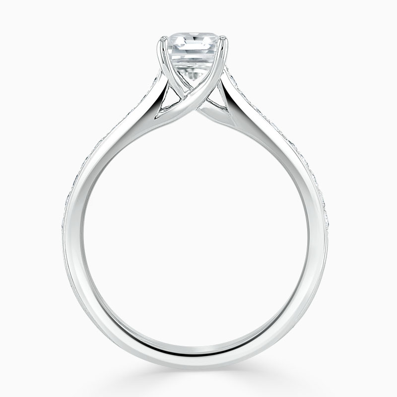 18ct White Gold Asscher Cut Openset Pavé Engagement Ring