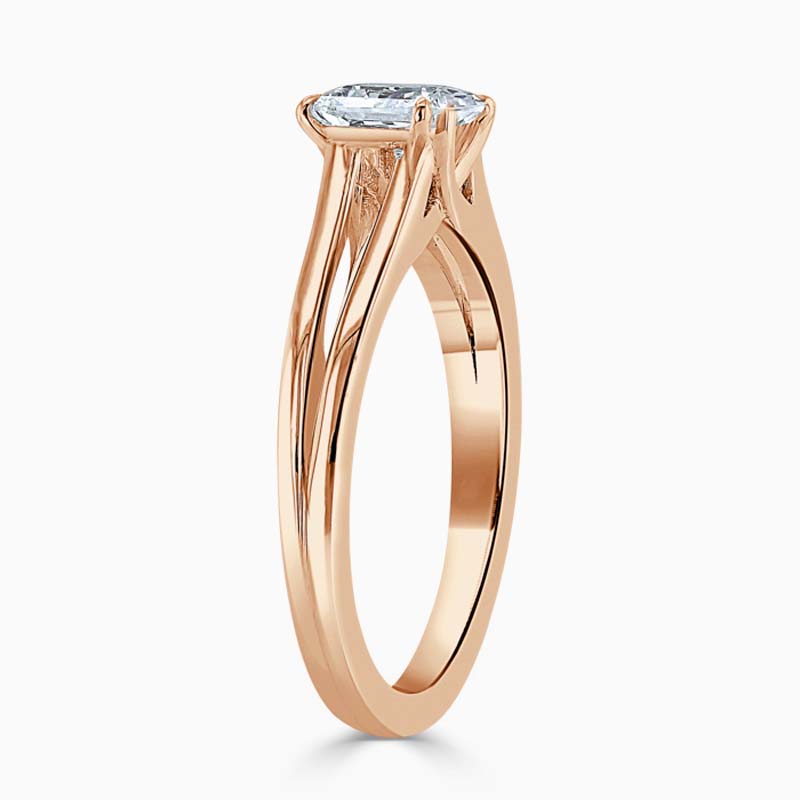 18ct Rose Gold Radiant Cut Split Shoulder Engagement Ring
