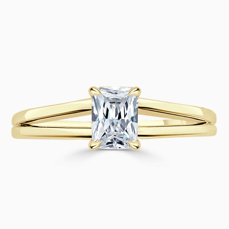 18ct Yellow Gold Radiant Cut Split Shoulder Engagement Ring