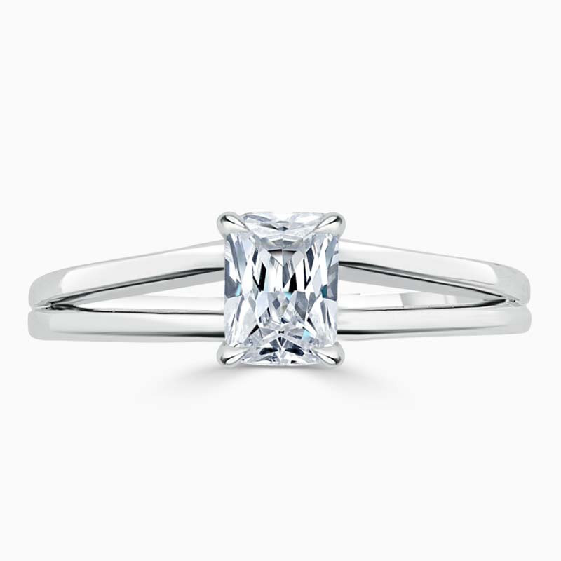 Platinum Radiant Cut Split Shoulder Engagement Ring