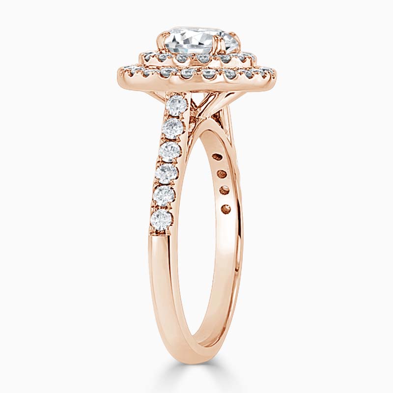 18ct Rose Gold Round Brilliant Classic Double Halo Engagement Ring