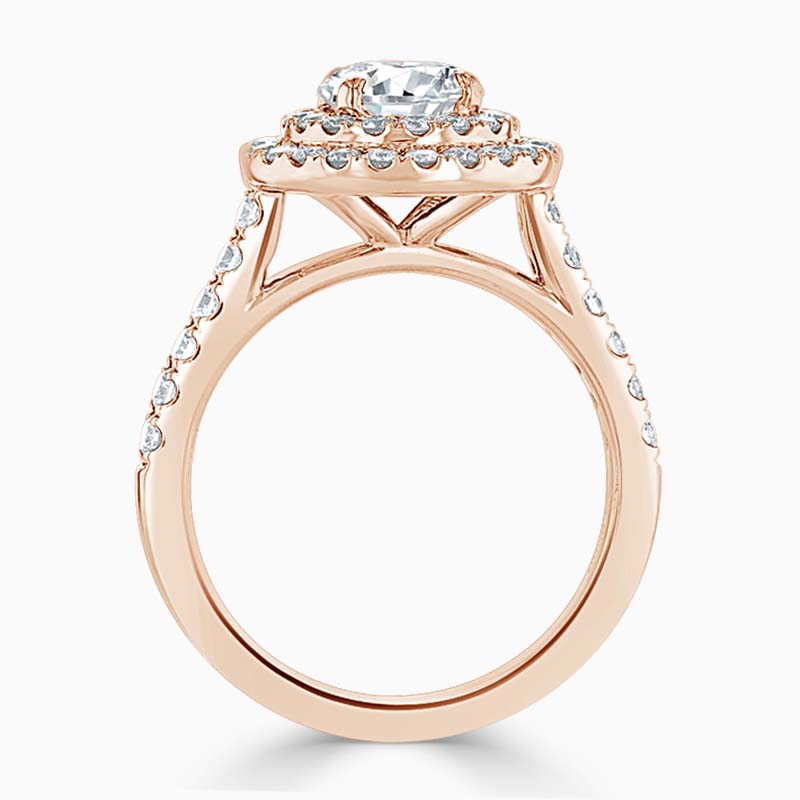 18ct Rose Gold Round Brilliant Classic Double Halo Engagement Ring