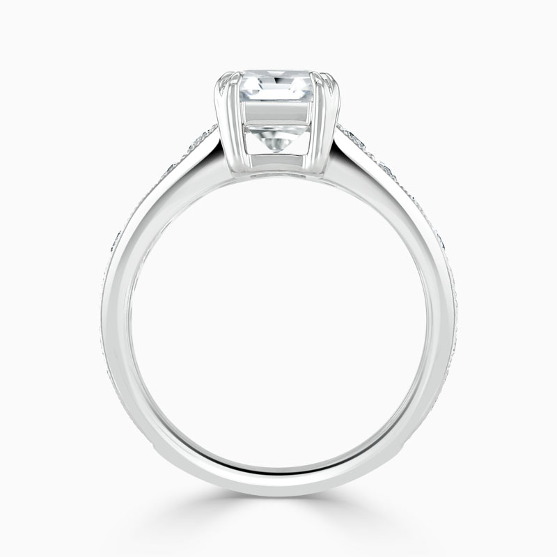 Platinum Asscher Cut Milgrain Pavé Engagement Ring