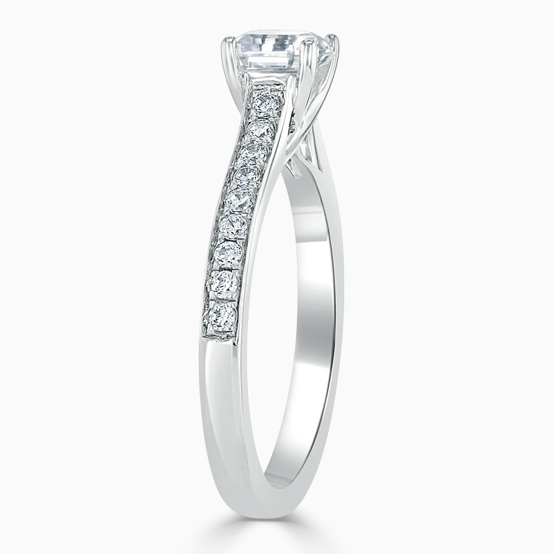 Platinum Asscher Cut Openset Pavé Engagement Ring