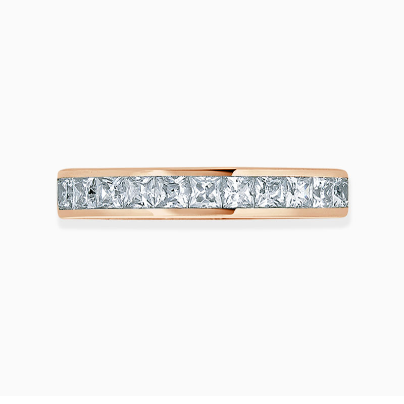 18ct Rose Gold 3.25mm Princess Cut Channel Set Full Eternity Ring