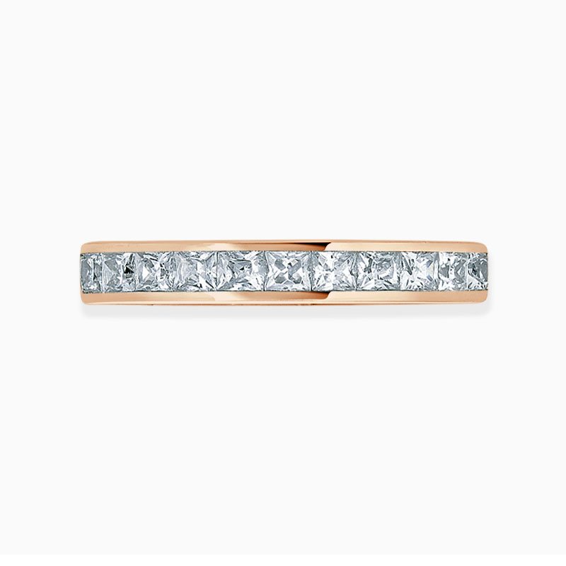 18ct Rose Gold 2.75mm Princess Cut Channel Set Full Eternity Ring