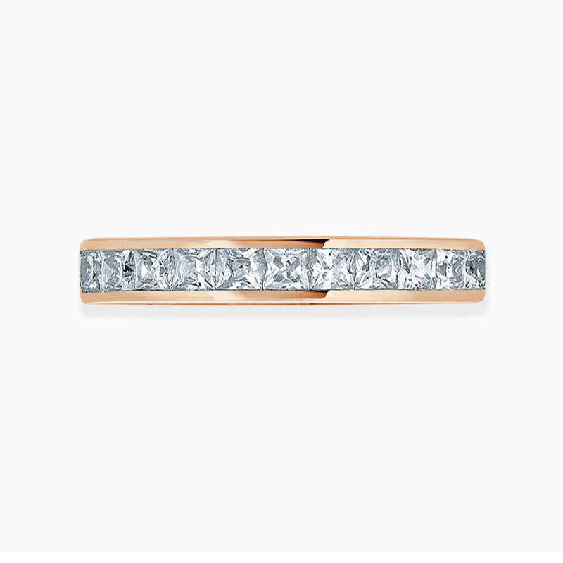 18ct Rose Gold 3.00mm Princess Cut Channel Set Full Eternity Ring