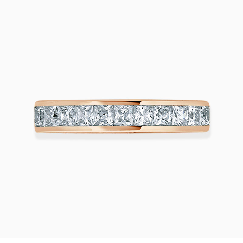 18ct Rose Gold 3.50mm Princess Cut Channel Set Full Eternity Ring