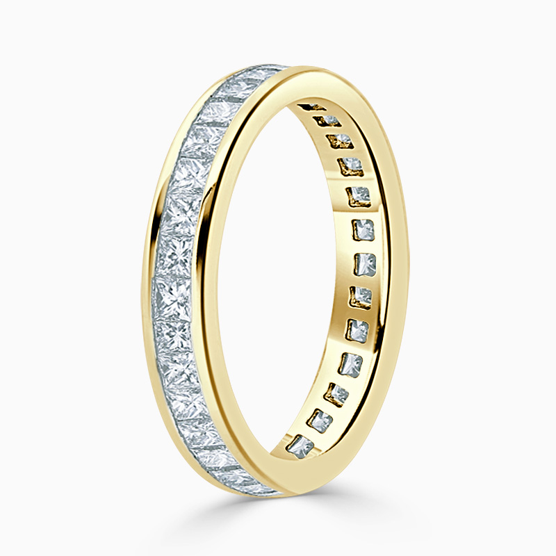 18ct Yellow Gold 3.50mm Princess Cut Channel Set Full Eternity Ring