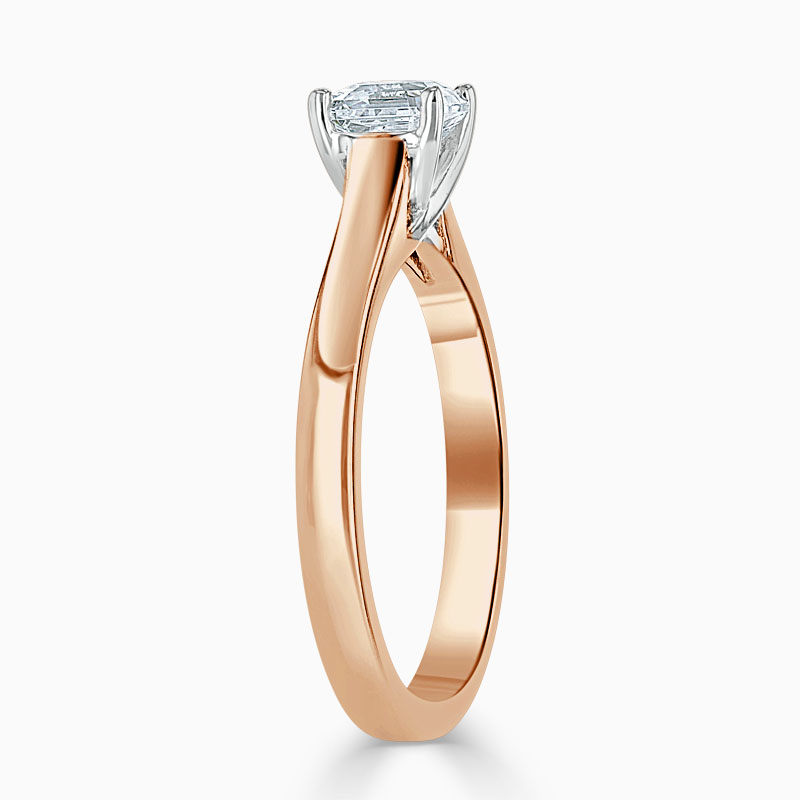 18ct Rose Gold Asscher Cut Openset Engagement Ring