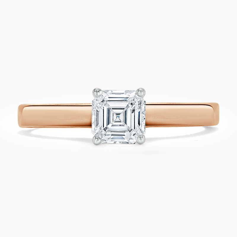 18ct Rose Gold Asscher Cut Openset Engagement Ring