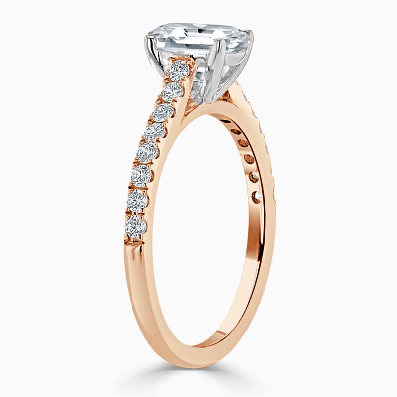 18ct Rose Gold Emerald Cut Classic Wedfit Cutdown Engagement Ring