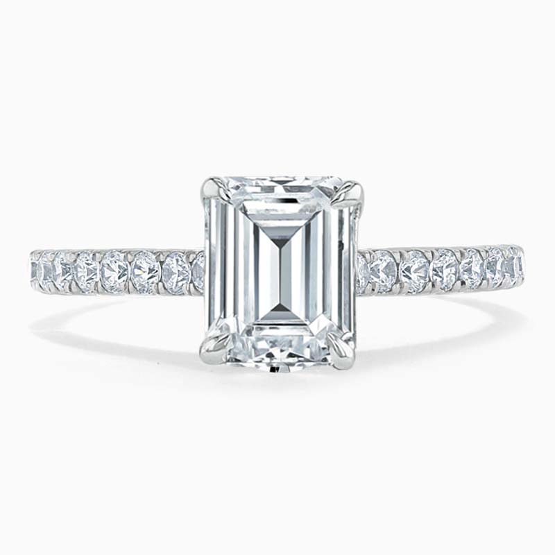 Platinum Emerald Cut Classic Wedfit Cutdown Engagement Ring