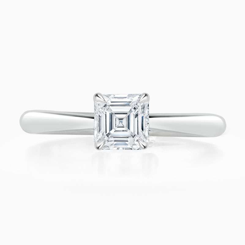 18ct White Gold Asscher Cut Classic Wedfit Engagement Ring